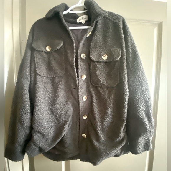 Charcoal Gray Large Button Coat Jacket Listicle Clothing - Picture 1 of 4